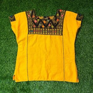 Vintage 60s San Andrés Sun Woven Huipil Embroidered 1960s Larraunzar VTG Blouse